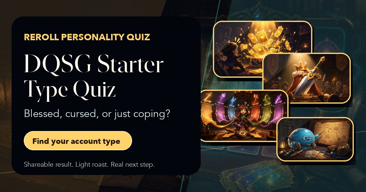 DQSG Starter Type Quiz social preview with result card art